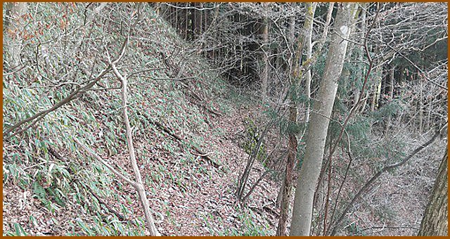 続いて、かなり右に傾斜のキツイ場所（まさに薙ぎ）が 10ｍほど