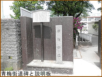 青梅街道碑と説明板